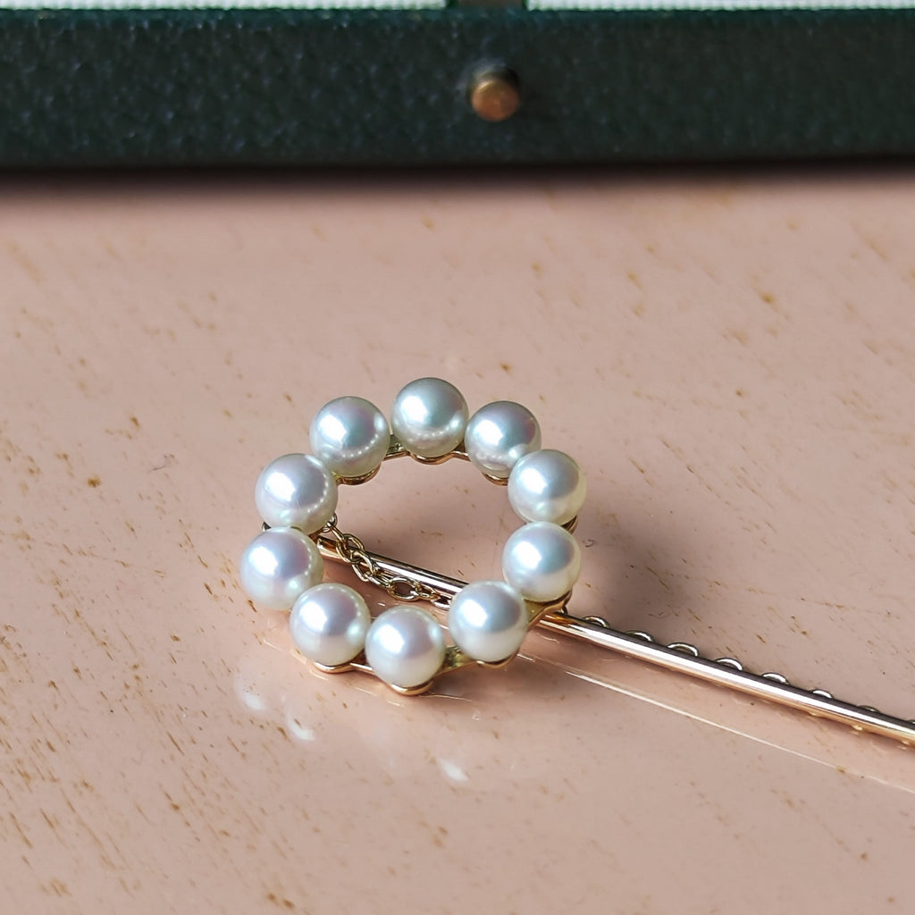 MIKIMOTO ミキモト あこや真珠ピンブローチ サークルモチーフ