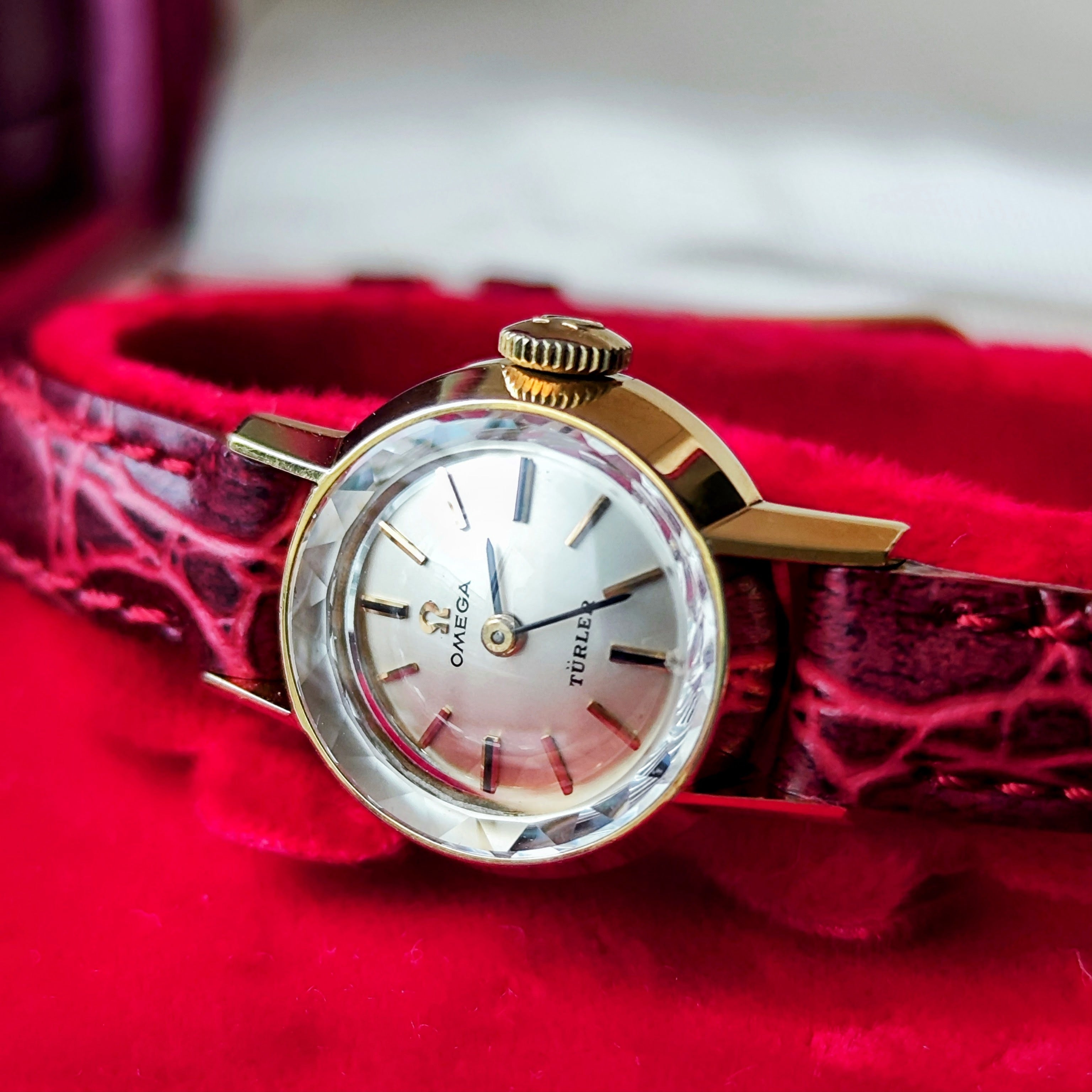【OH済み】OMEGA オメガ TURLER チューラー ダブルネーム カットガラス 手巻き腕時計