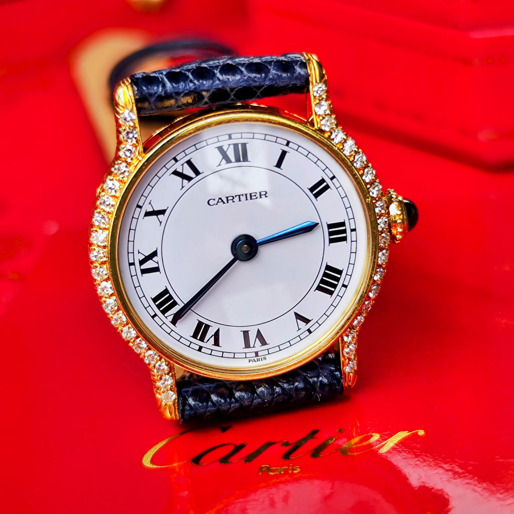 【OH済み】Cartier カルティエ Riviera 
リヴィエラ 金無垢 純正ダイヤ Paris表記 手巻き腕時計
