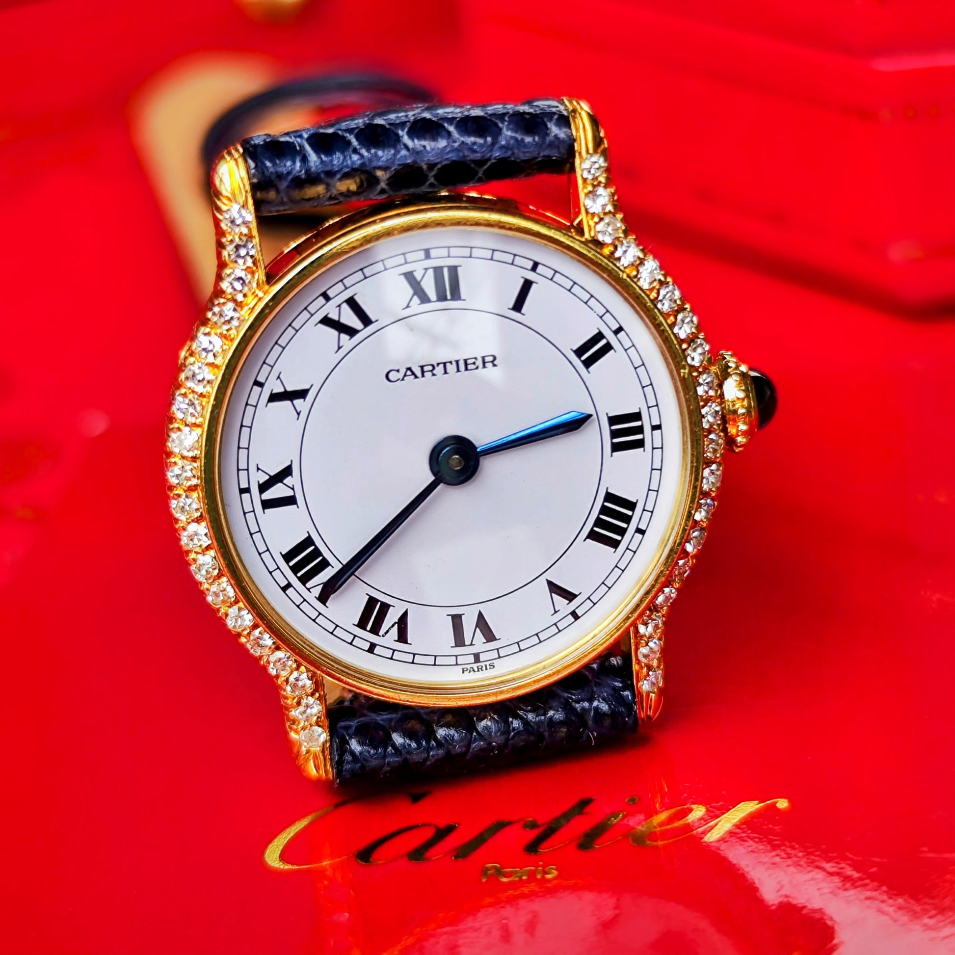 【OH済み】Cartier カルティエ Riviera 
リヴィエラ 金無垢 純正ダイヤ Paris表記 手巻き腕時計