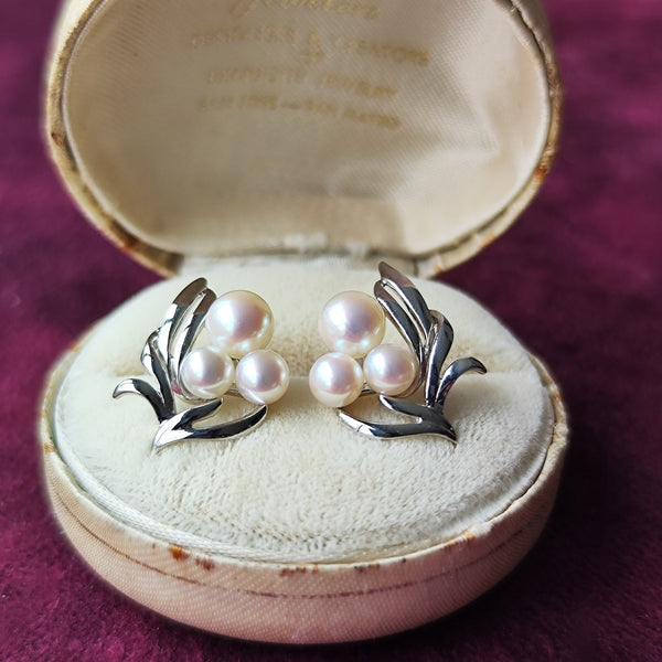 MIKIMOTO ミキモト あこや真珠 18金WG ピアス