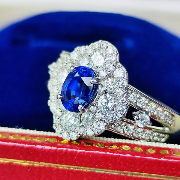 【コーンフラワー】天然サファイア 天然ダイヤモンド リング