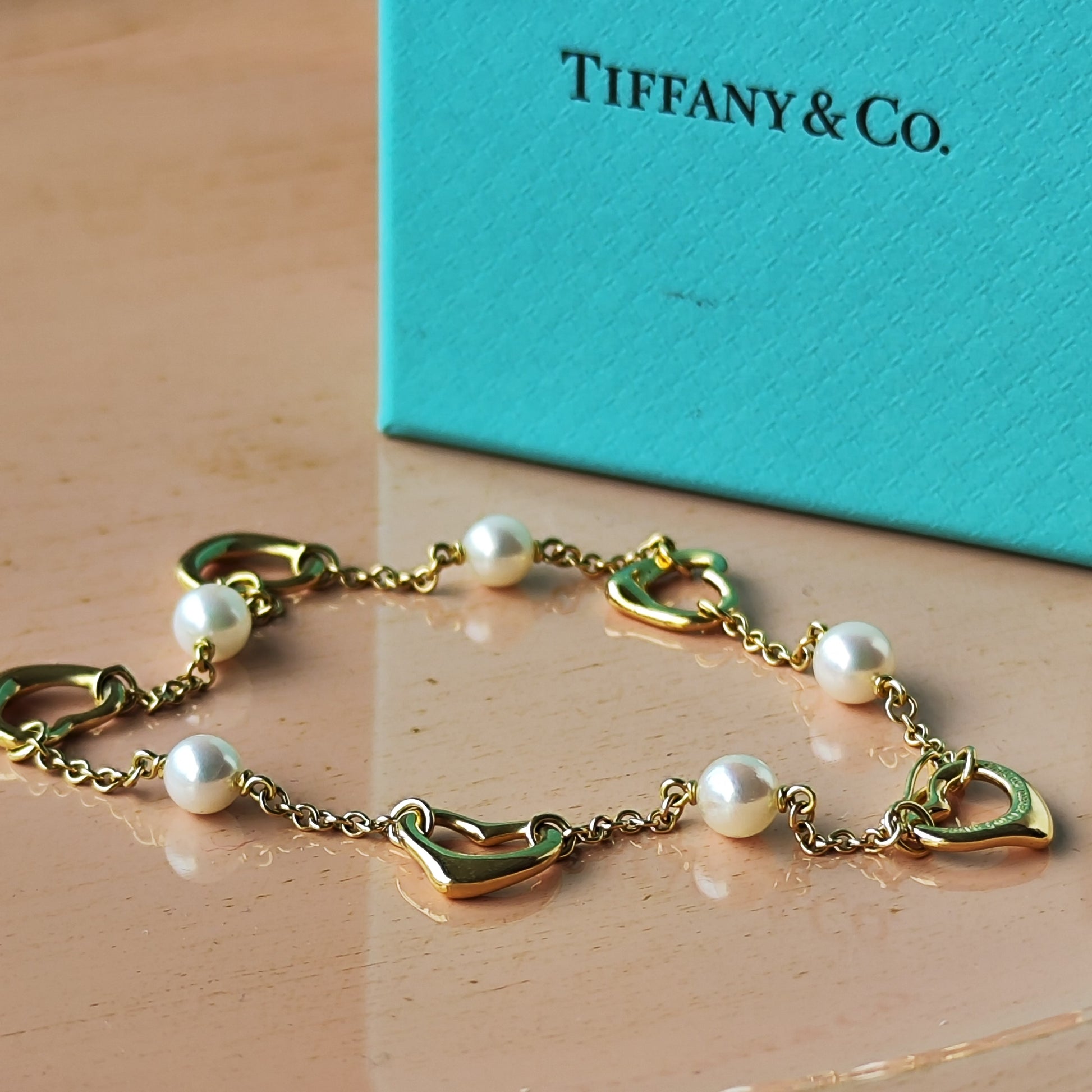 TIFFANY＆Co. ティファニー オープンハート あこや真珠 ブレスレット