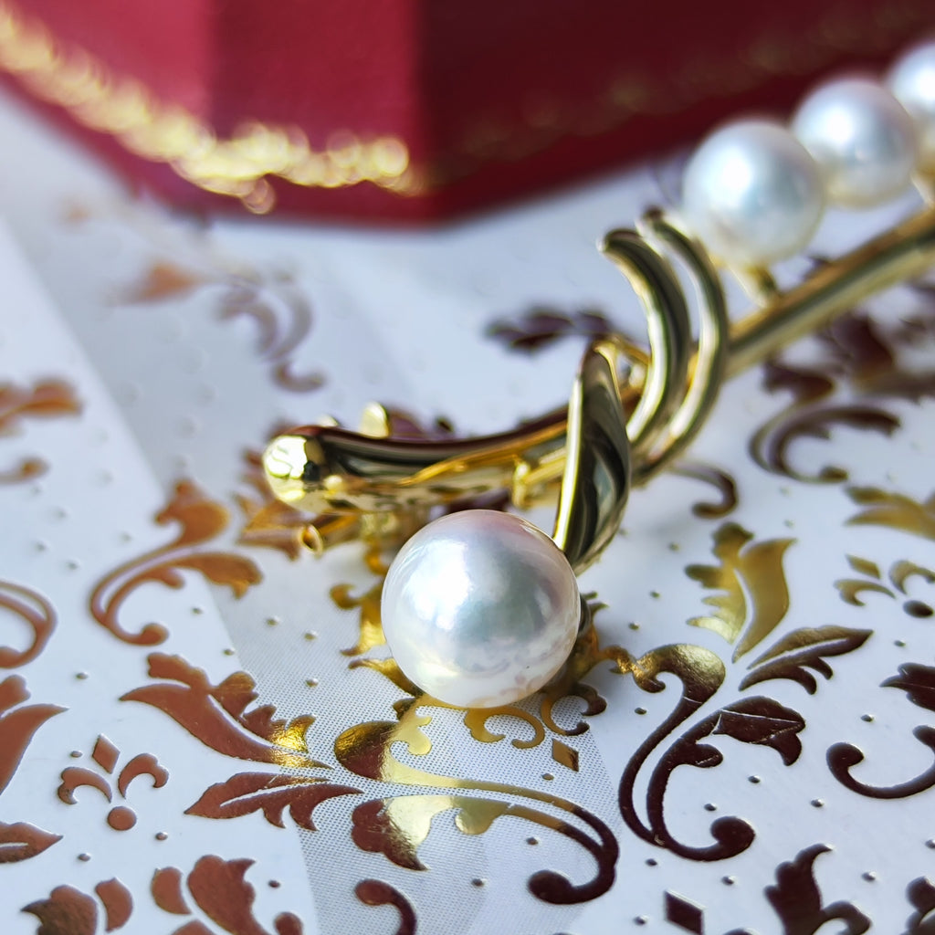 MIKIMOTO ミキモト あこや真珠 ブローチ 18金