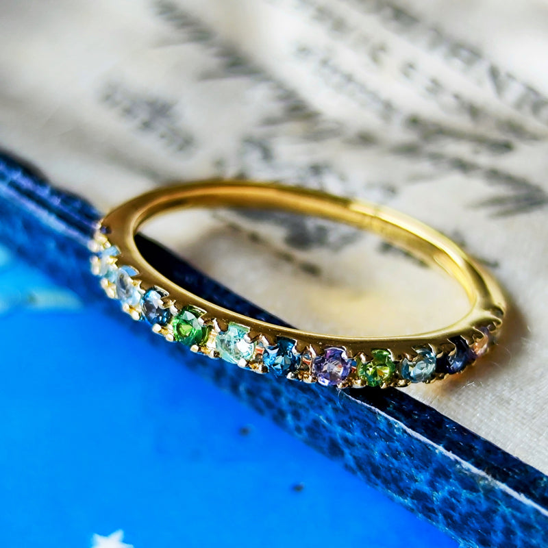 天然石 マルチカラーリング 18金