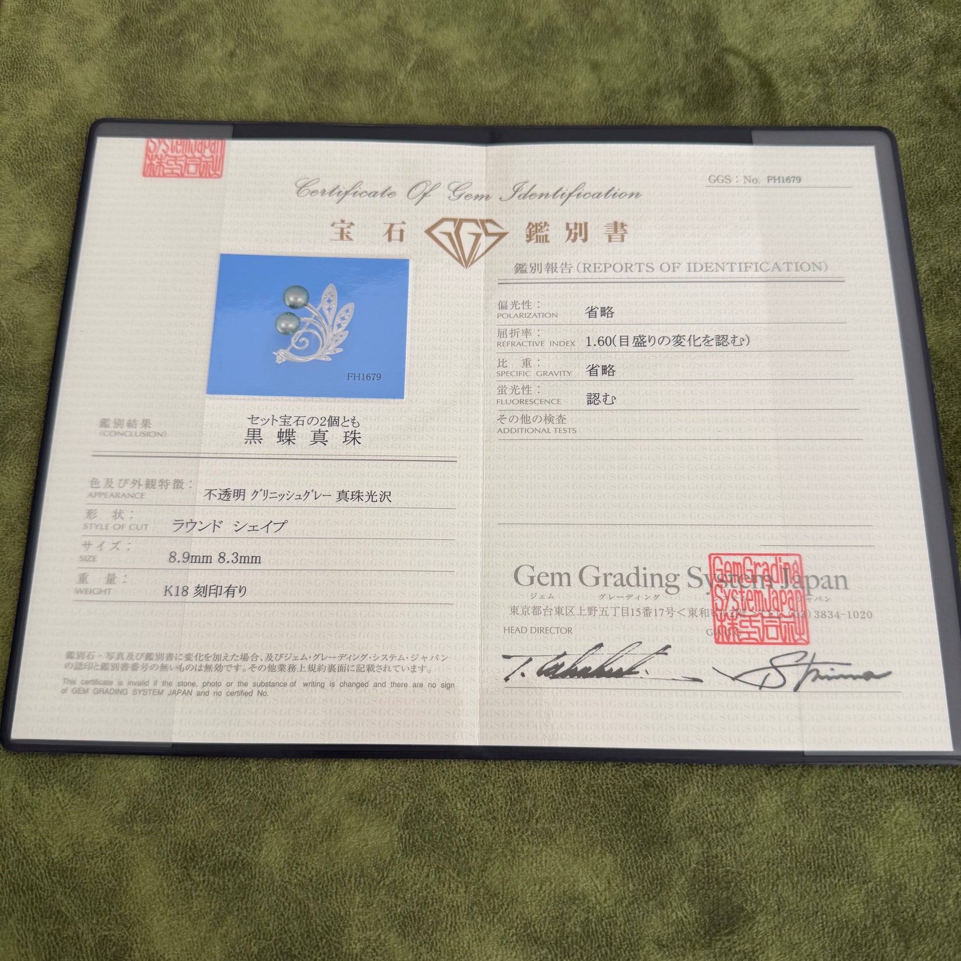 MIKIMOTO ミキモト 黒蝶真珠 18金WG ブローチ
