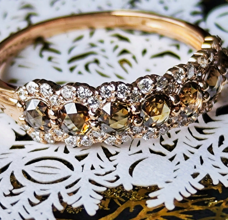 【お値下げ】ローズカット 天然ブラウンダイヤモンド 18金リング