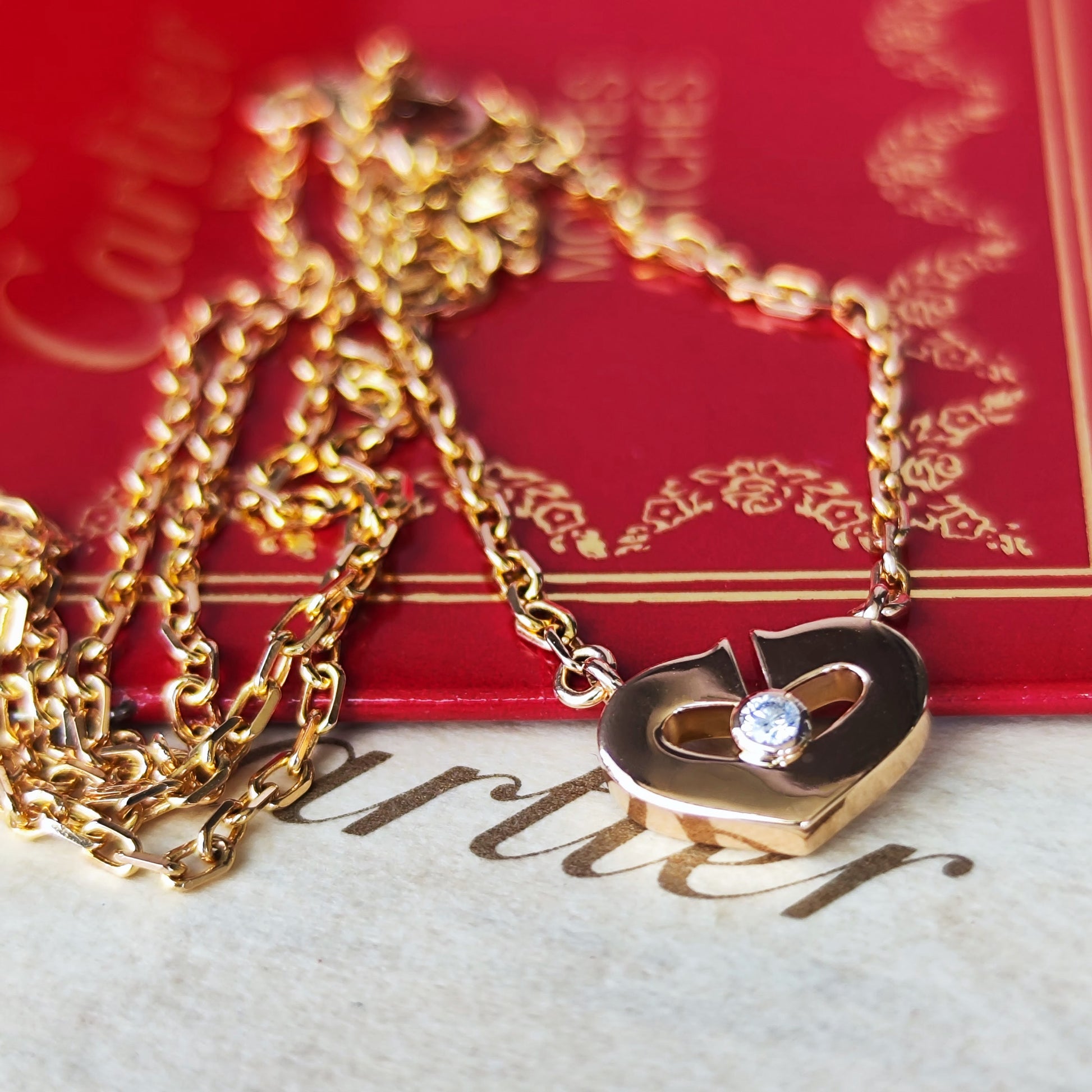 【廃盤 Cartier 】カルティエ Cハート ネックレス ダイヤモンド18金PG