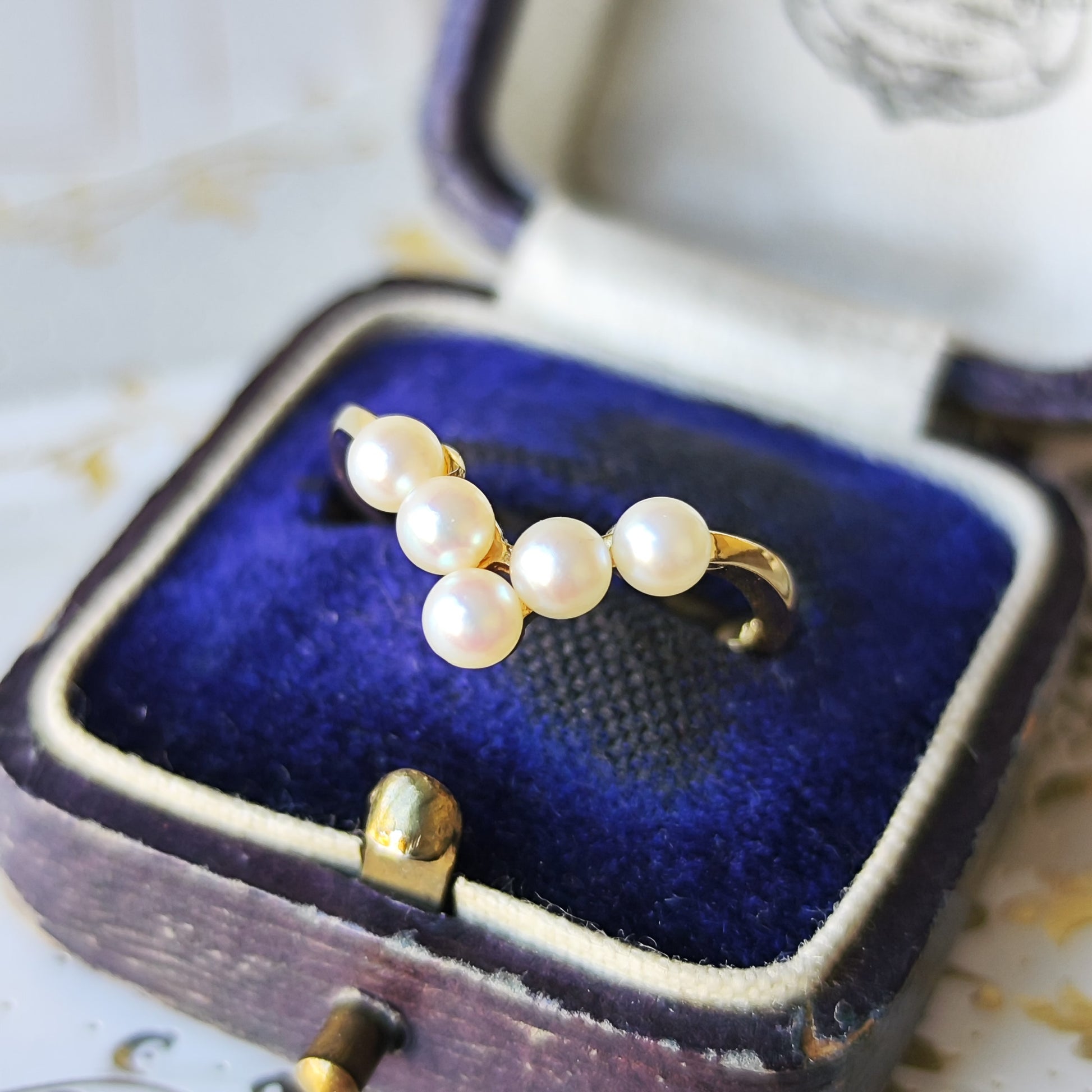 MIKIMOTO ミキモト あこや真珠 ベビーパールV字リング