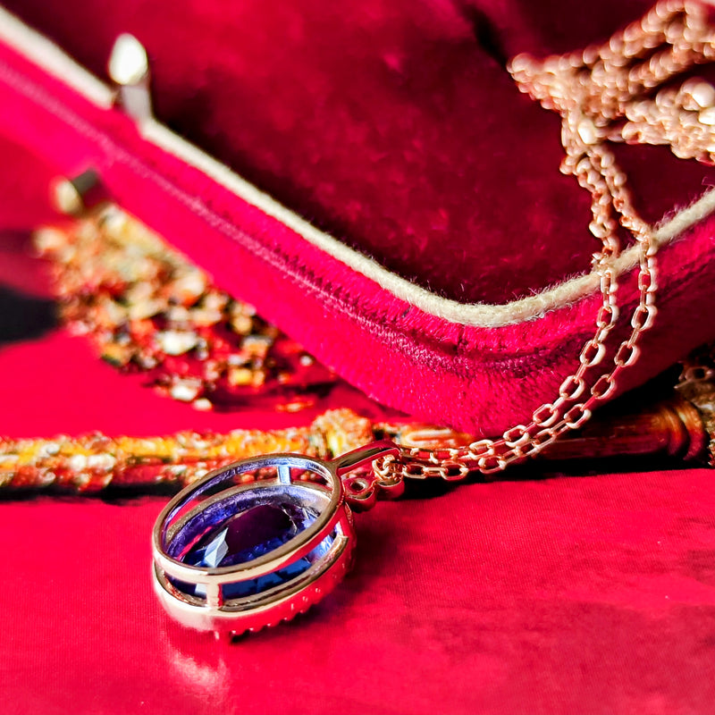 天然タンザナイト 天然ダイヤモンド 18金ネックレス