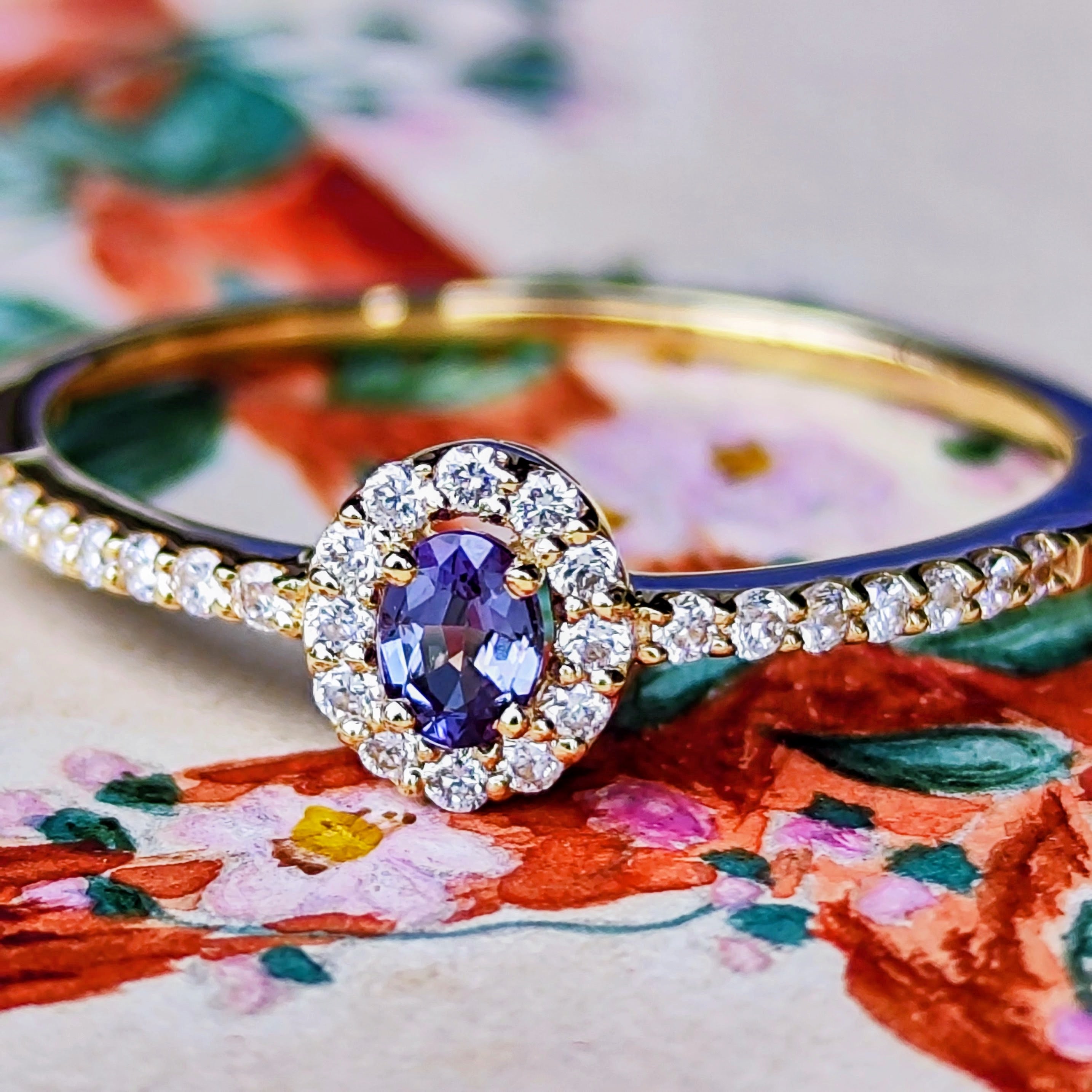 11号　Mico宝飾品　アレキサンドライト　k18 天然アレキサンドライト 0.10ct 天然ダイヤモンド 18金リング – Mico宝飾店