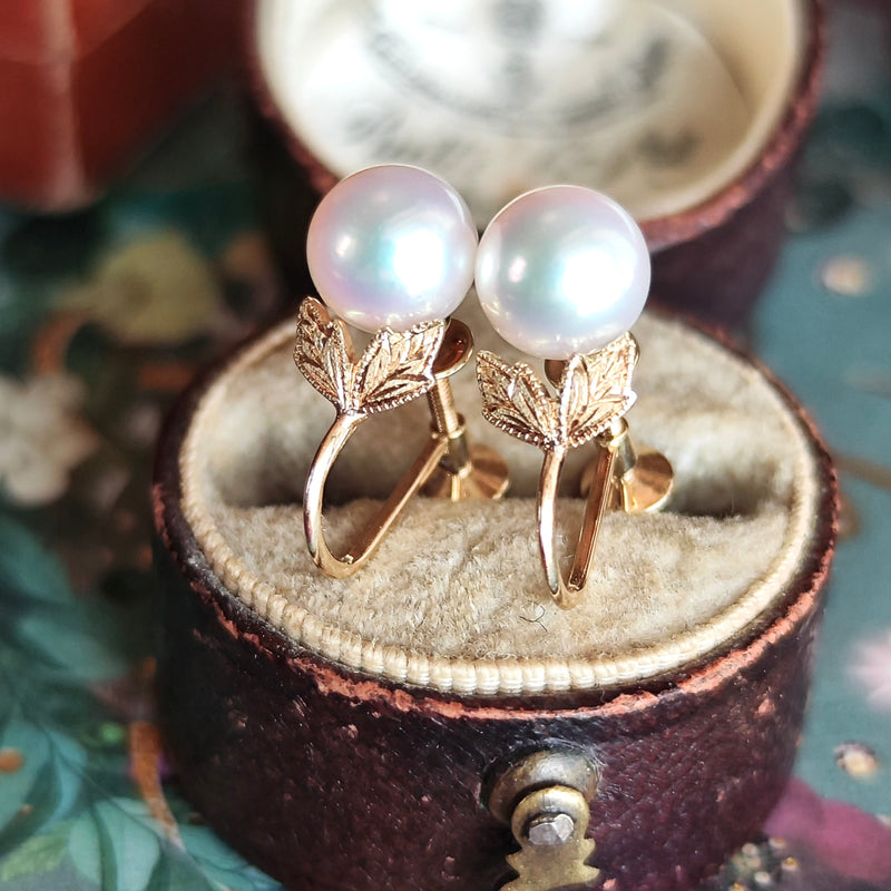 MIKIMOTO ミキモト あこや真珠 ヴィンテージイヤリング 14金