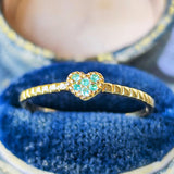 天然パライバトルマリン ハートモチーフ 18金リング