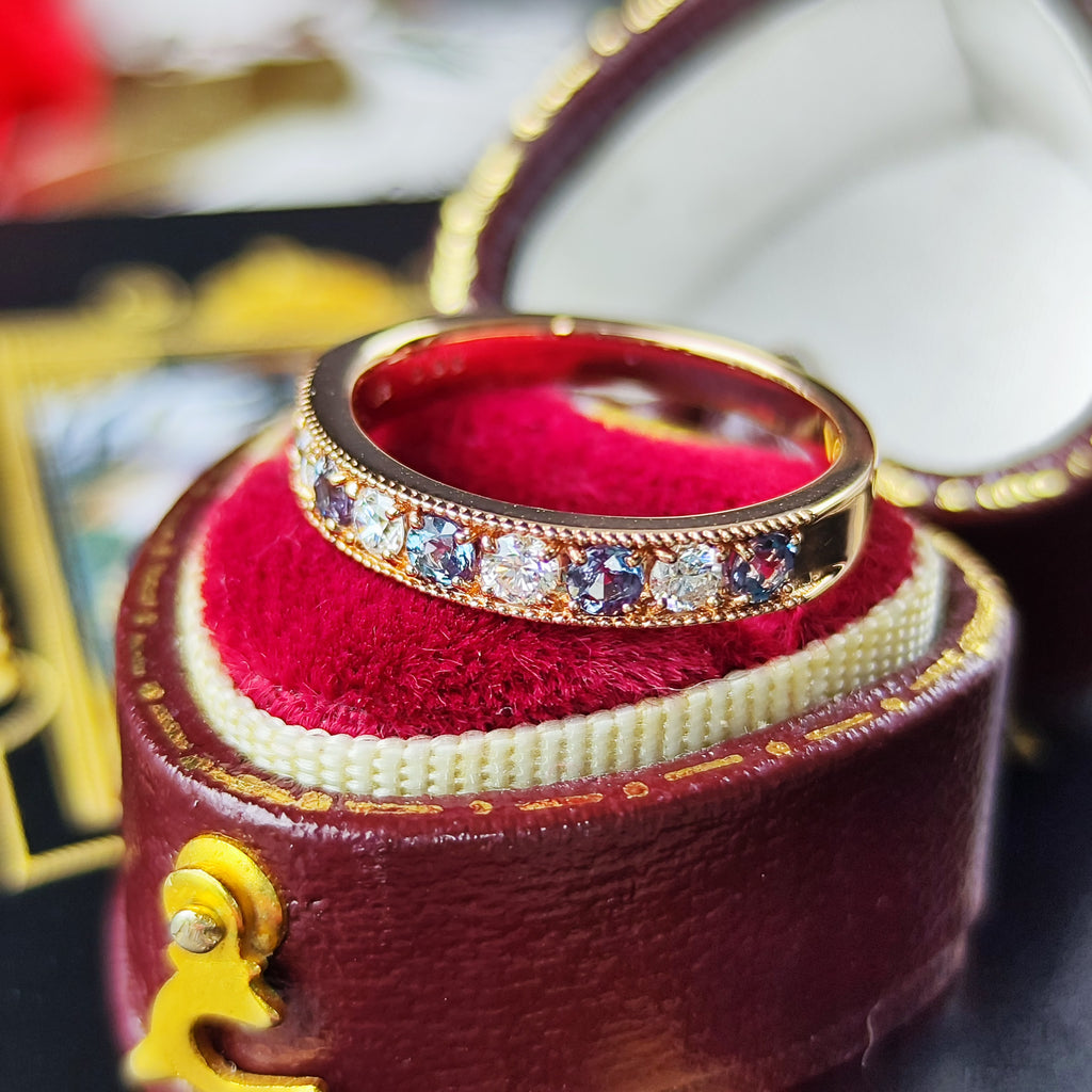 天然アレキサンドライト 0.31ct 天然ダイヤモンド リング