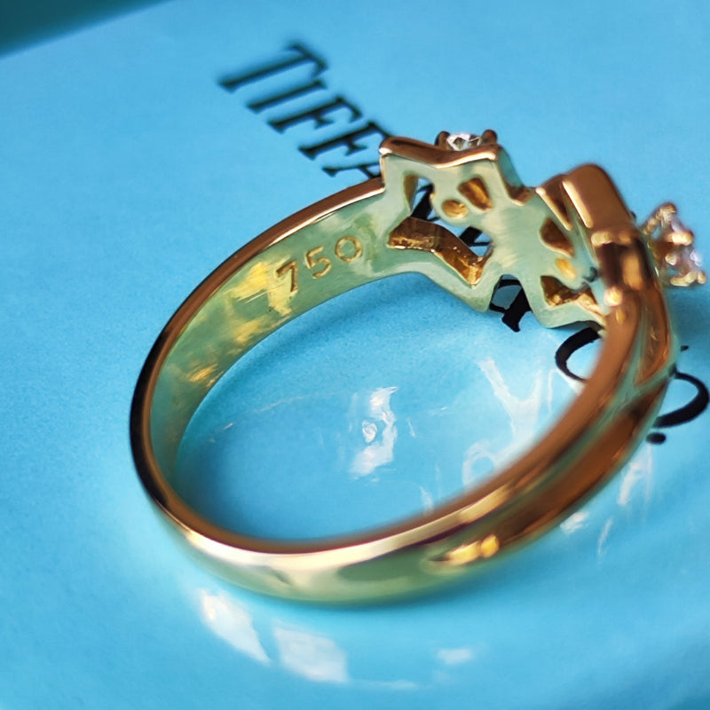 TIFFANY&Co ティファニー トリプルスター ダイヤモンドリング 18金YG 11号