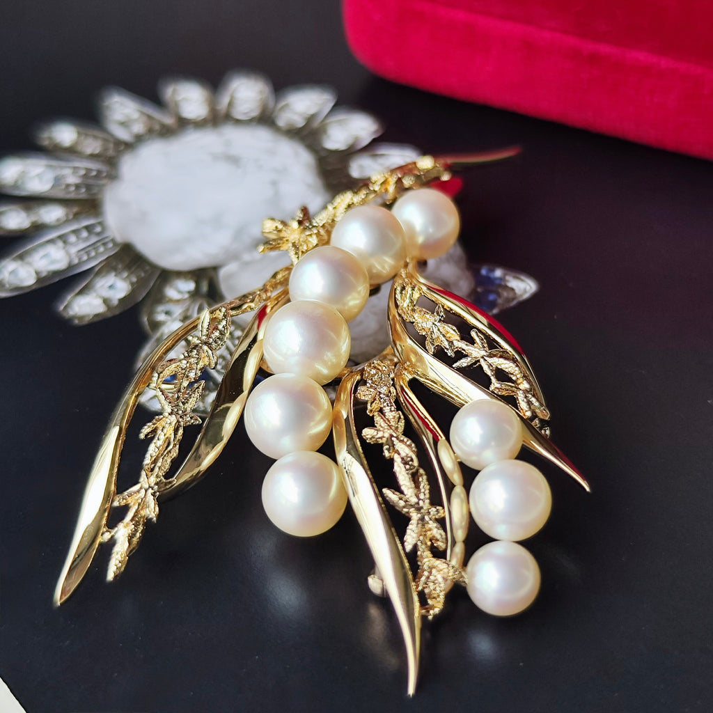 【オールドミキモト 】MIKIMOTO ミキモト あこや真珠 14金 ブローチ ①