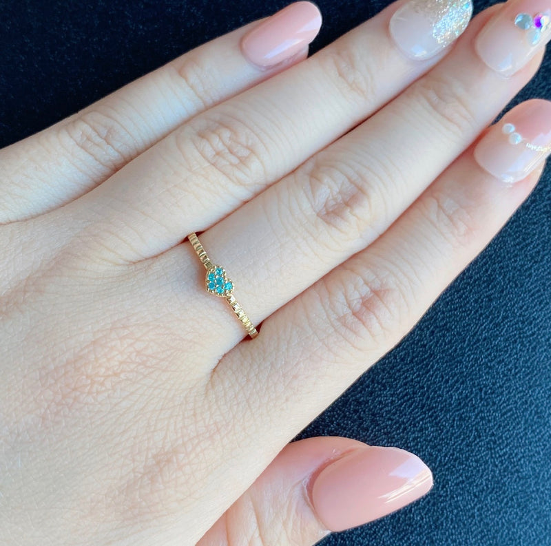 天然パライバトルマリン ハートモチーフ 18金リング