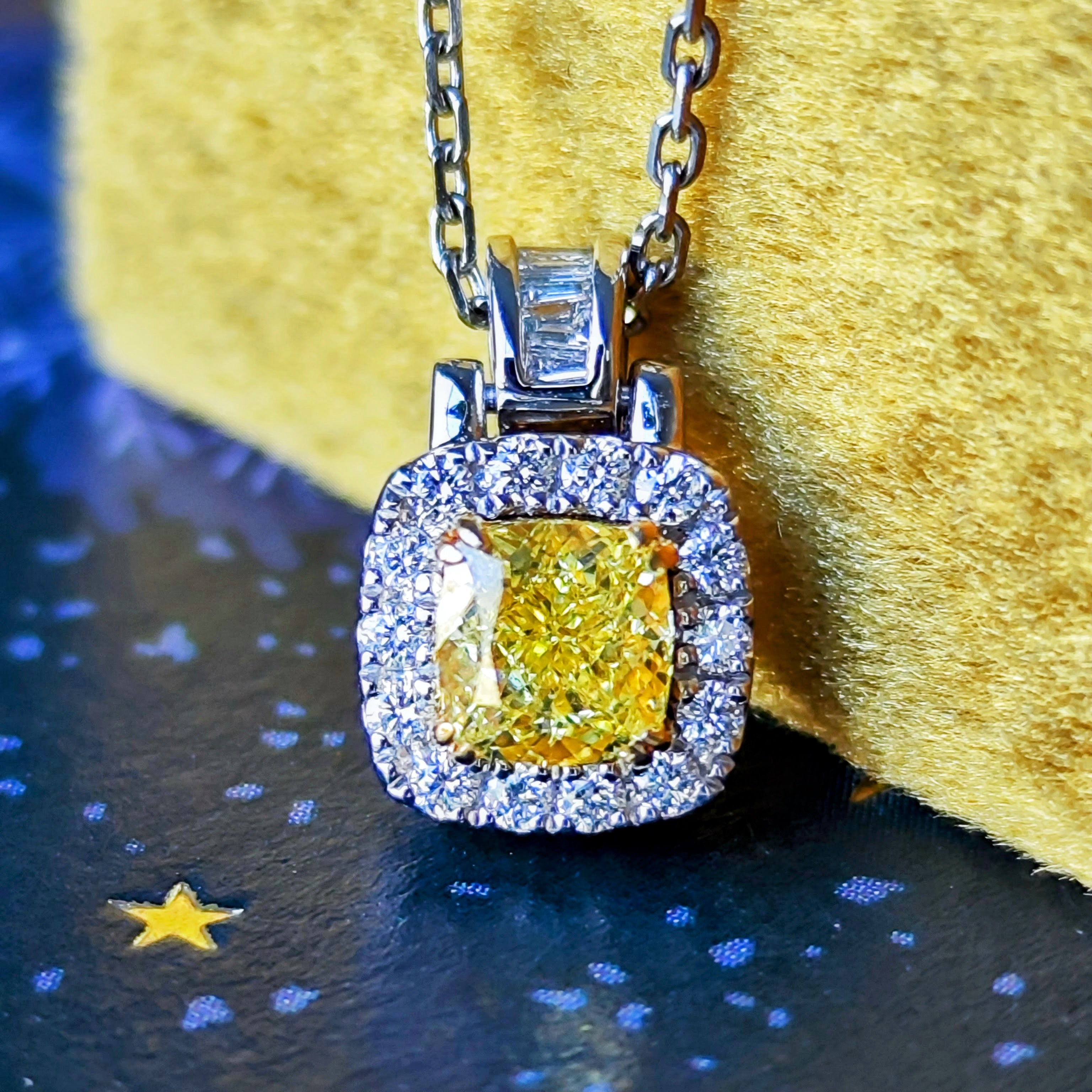 イエローダイヤ】FANCY INTENSE YELLOW 0.60ct VVS-1 ネックレス GIA