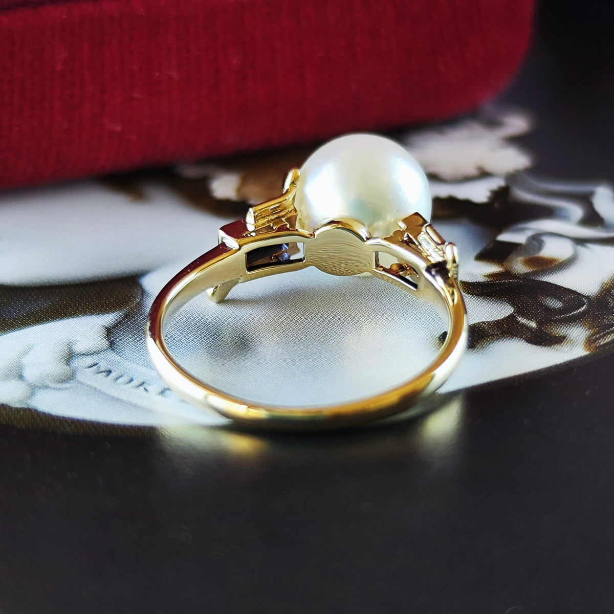 [Vintage Mikimoto] MIKIMOTO Akoya Pearl Sapphire 14K Gold Ring