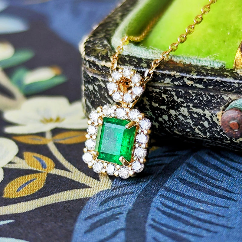 エメラルド(コロンビア産)ネックレス コロンビア産エメラルド ダイヤモンドネックレス EM 0.98ct D