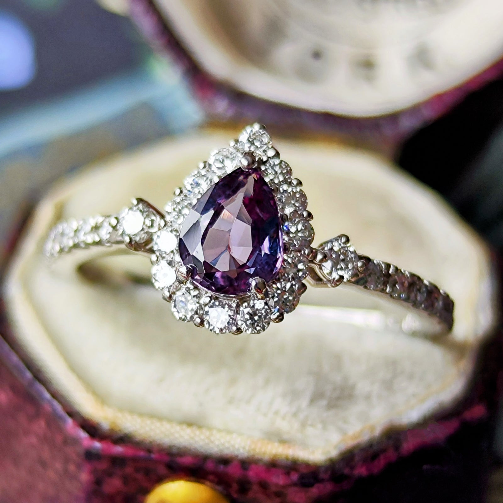 天然ガーネットダイヤモンドリング アレキタイプ】天然カラーチェンジガーネット 天然ダイヤモンド リング