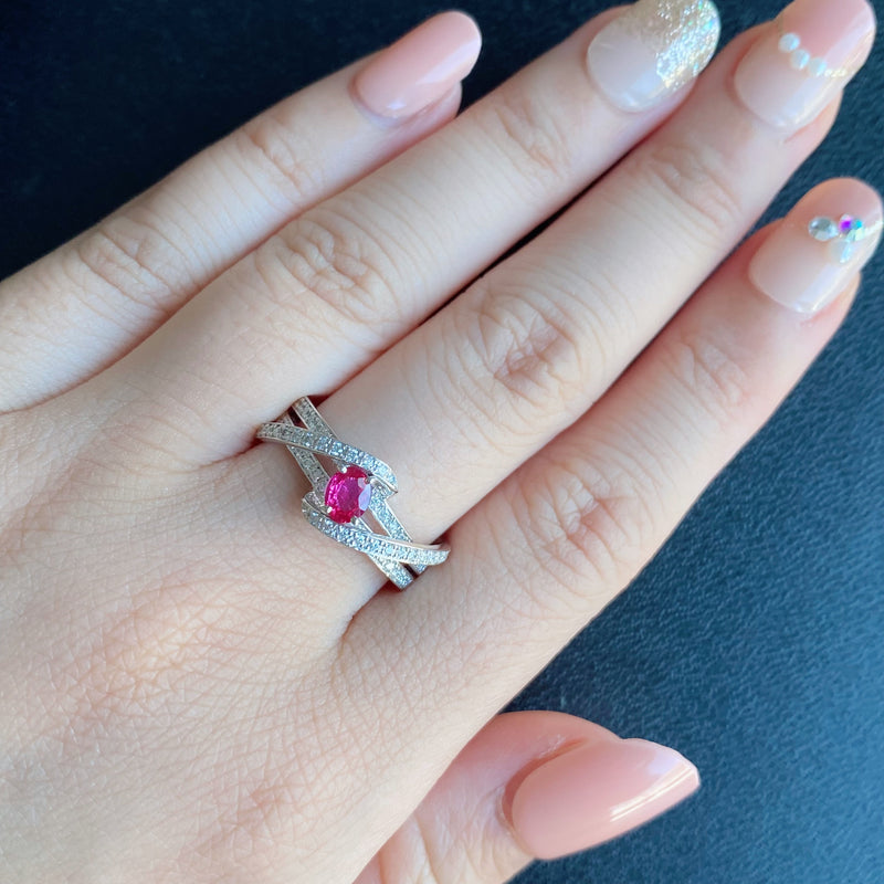 【非加熱 ピジョンブラッド】天然ルビー 天然ダイヤモンド リング