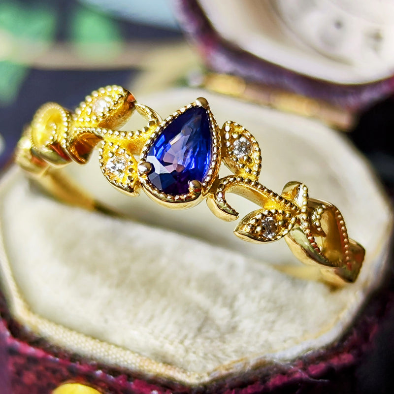 天然バイカラーサファイア 天然ダイヤモンド リング