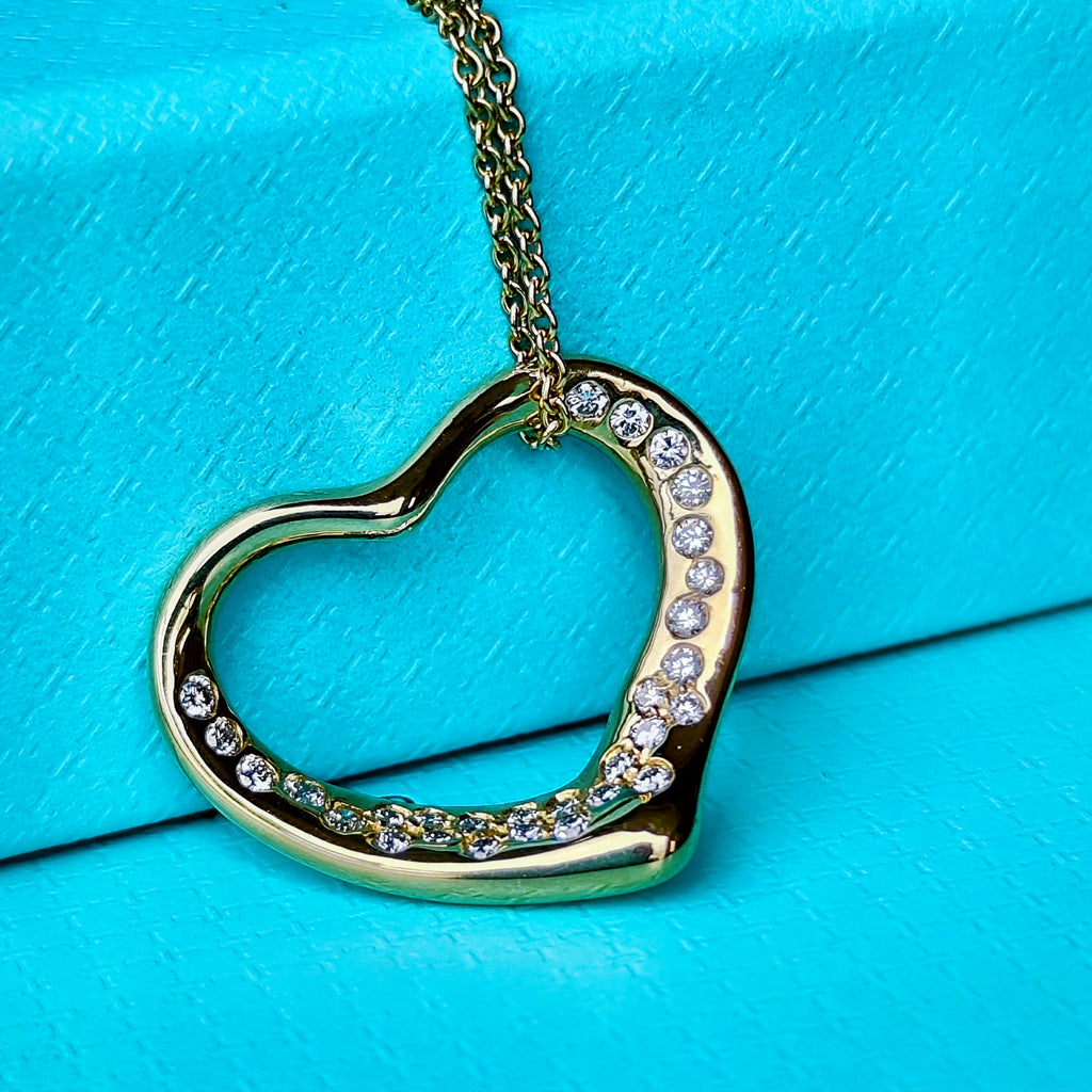 TIFFANY &Co ティファニー オープンハート ダイヤモンド １８金YG ネックレス