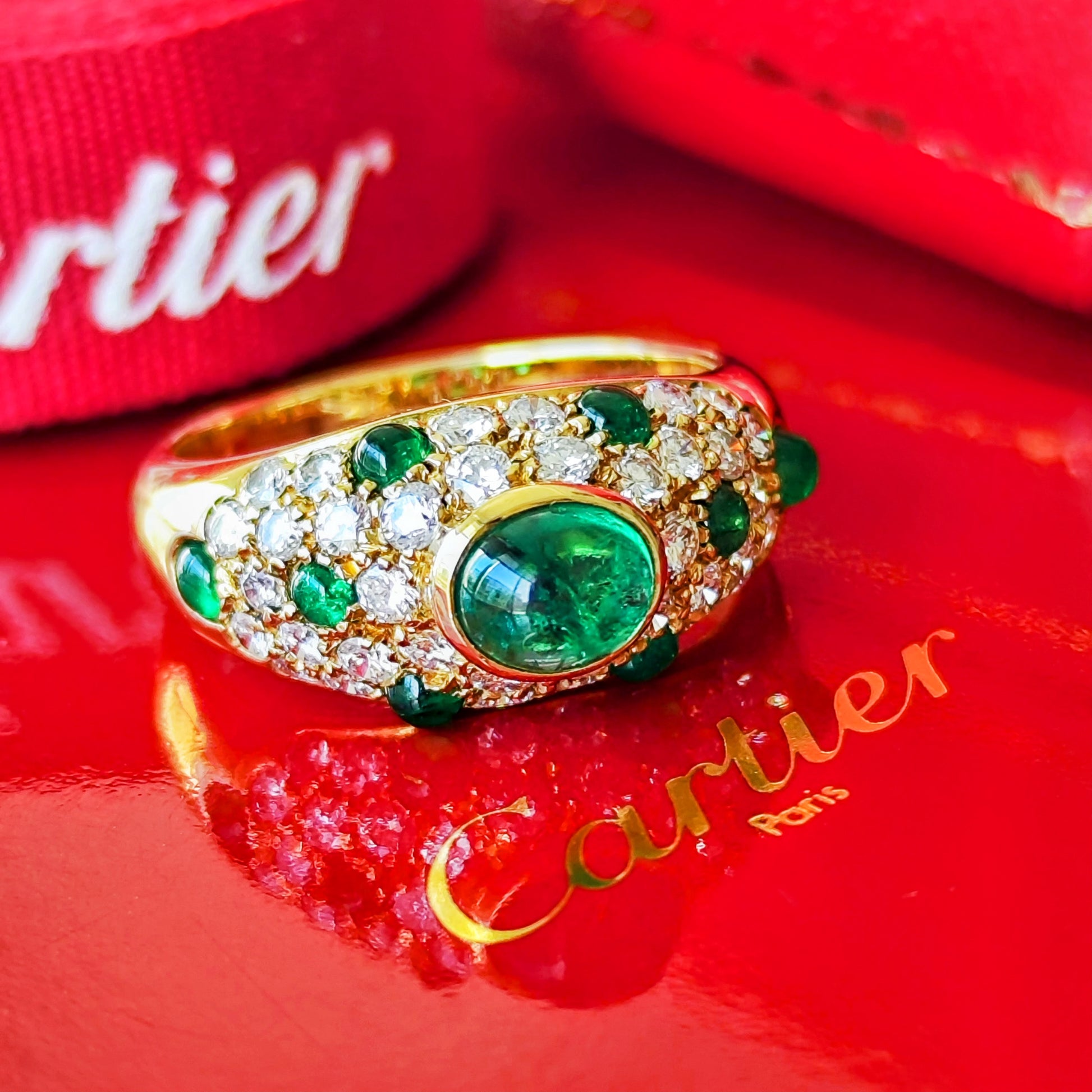 Cartier カルティエ コリント エメラルド ダイヤモンドリング