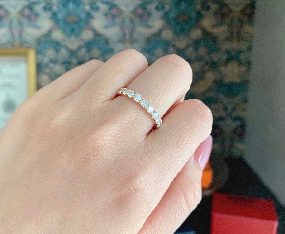 【全石ハート&キューピッド】天然ダイヤモンド 1.0ct 15石 ハーフエタニティリング 18金 ③