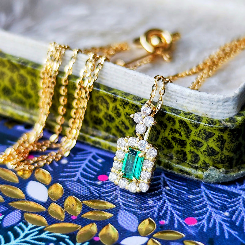 天然エメラルド 天然ダイヤモンド ネックレス