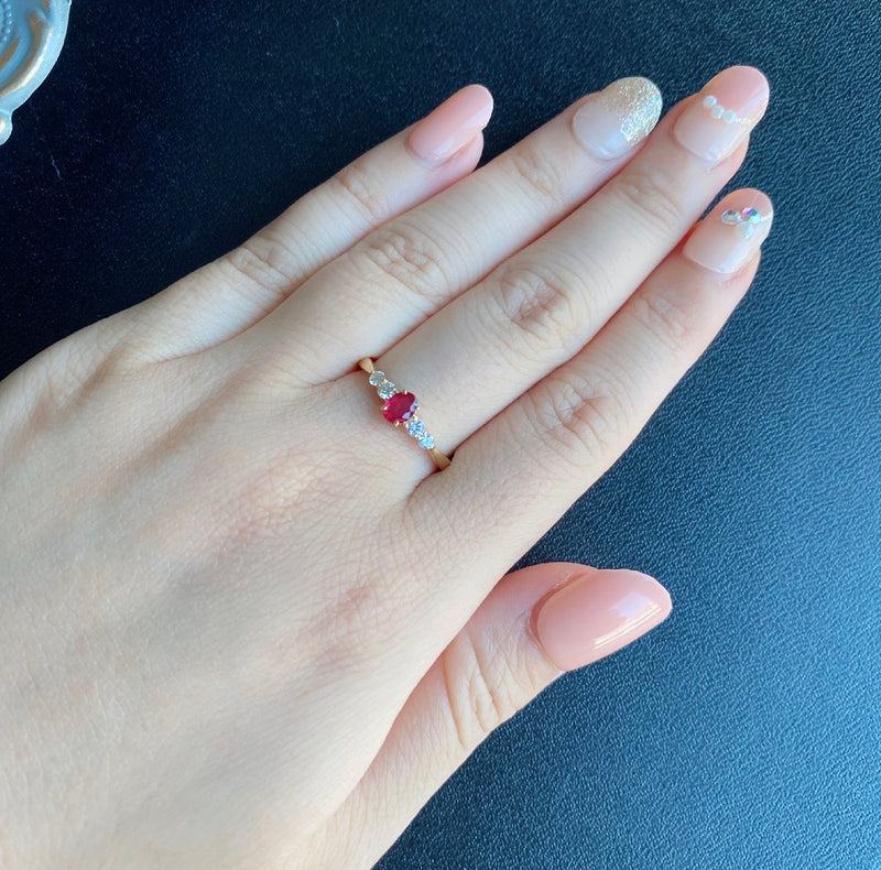 【非加熱 ピジョンブラッド】天然ルビー 天然ダイヤモンド リング