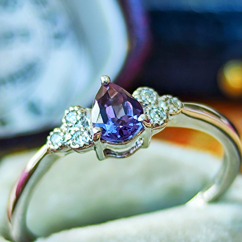 天然カラーチェンジガーネット 天然ダイヤモンド リング