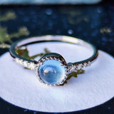 天然アクアマリンキャッツアイ 天然ダイヤモンド プラチナリング