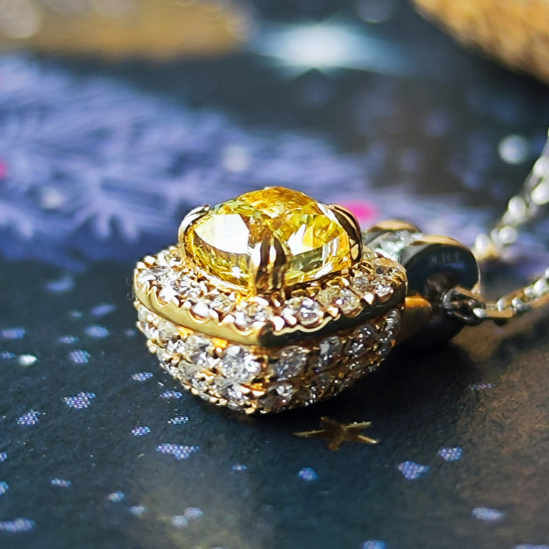 【イエローダイヤ】FANCY INTENSE YELLOW VS2 ネックレス