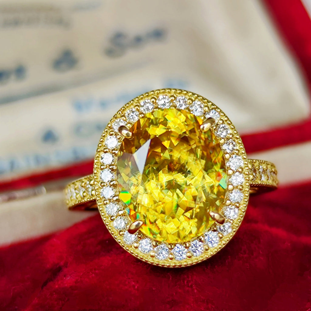 【大粒 4.67ct】天然スフェーン 天然ダイヤモンド リング