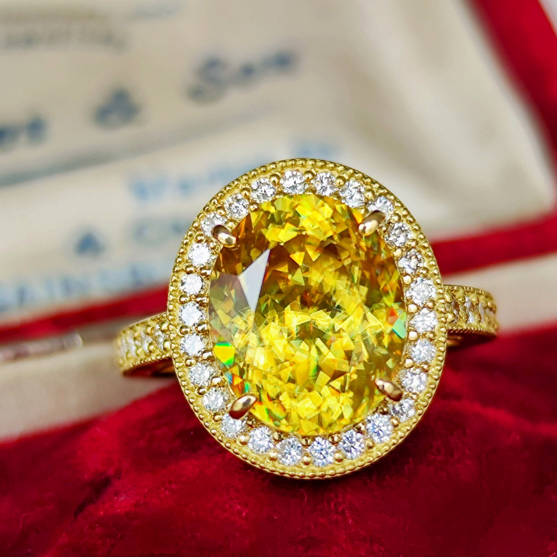 【大粒 4.67ct】天然スフェーン 天然ダイヤモンド リング