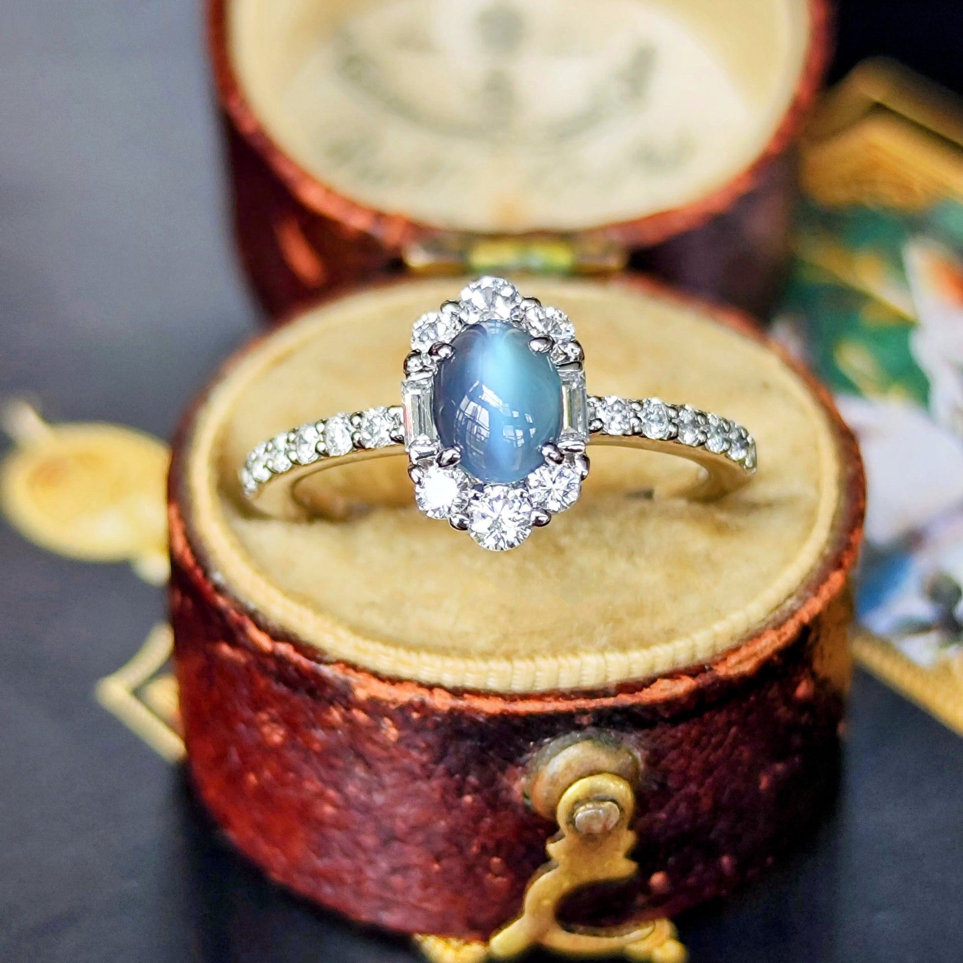 天然アレキサンドライトキャッツアイ 0.843ct 天然ダイヤモンド プラチナリング