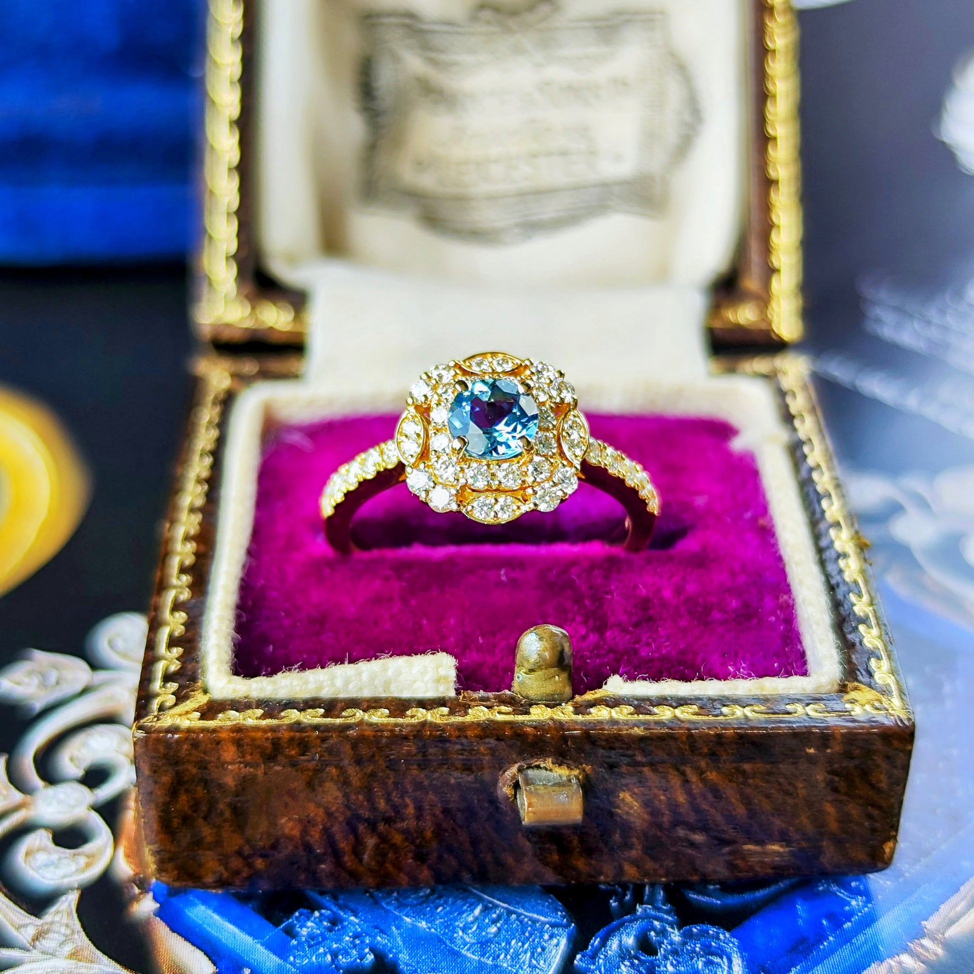 【サンタマリア】天然アクアマリン 0.45ct 天然ダイヤモンド リング