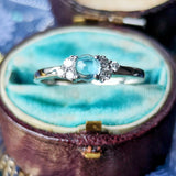 天然アクアマリンキャッツアイ 天然ダイヤモンド プラチナリング