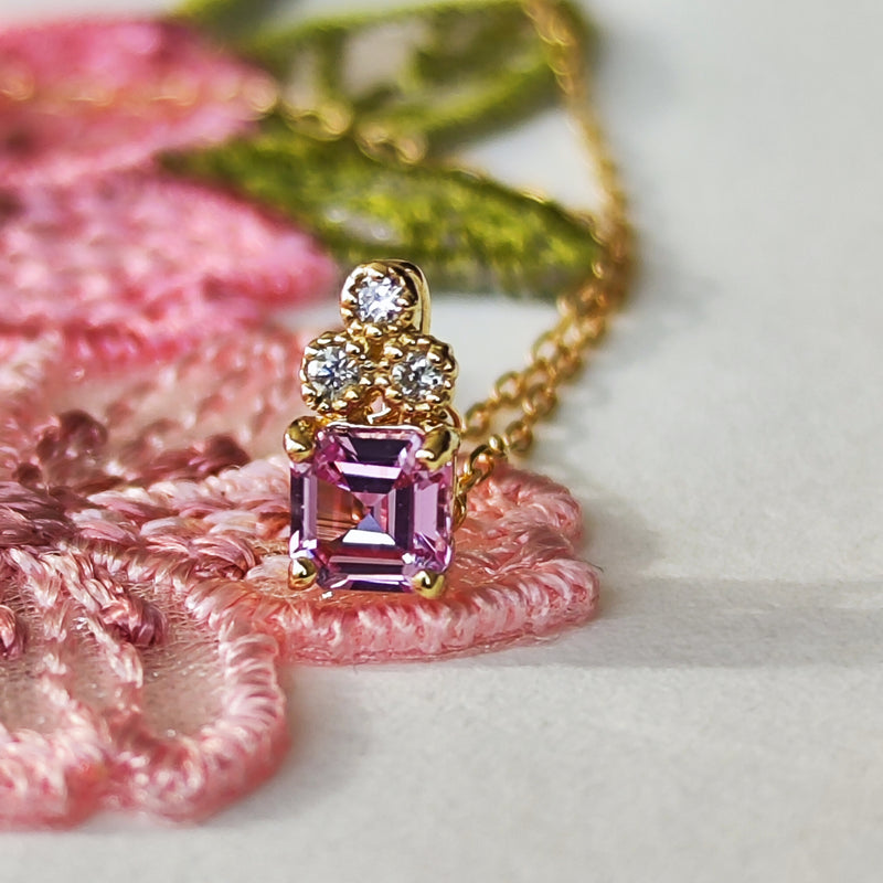 【パパラチアサファイア】天然ダイヤモンド ネックレス