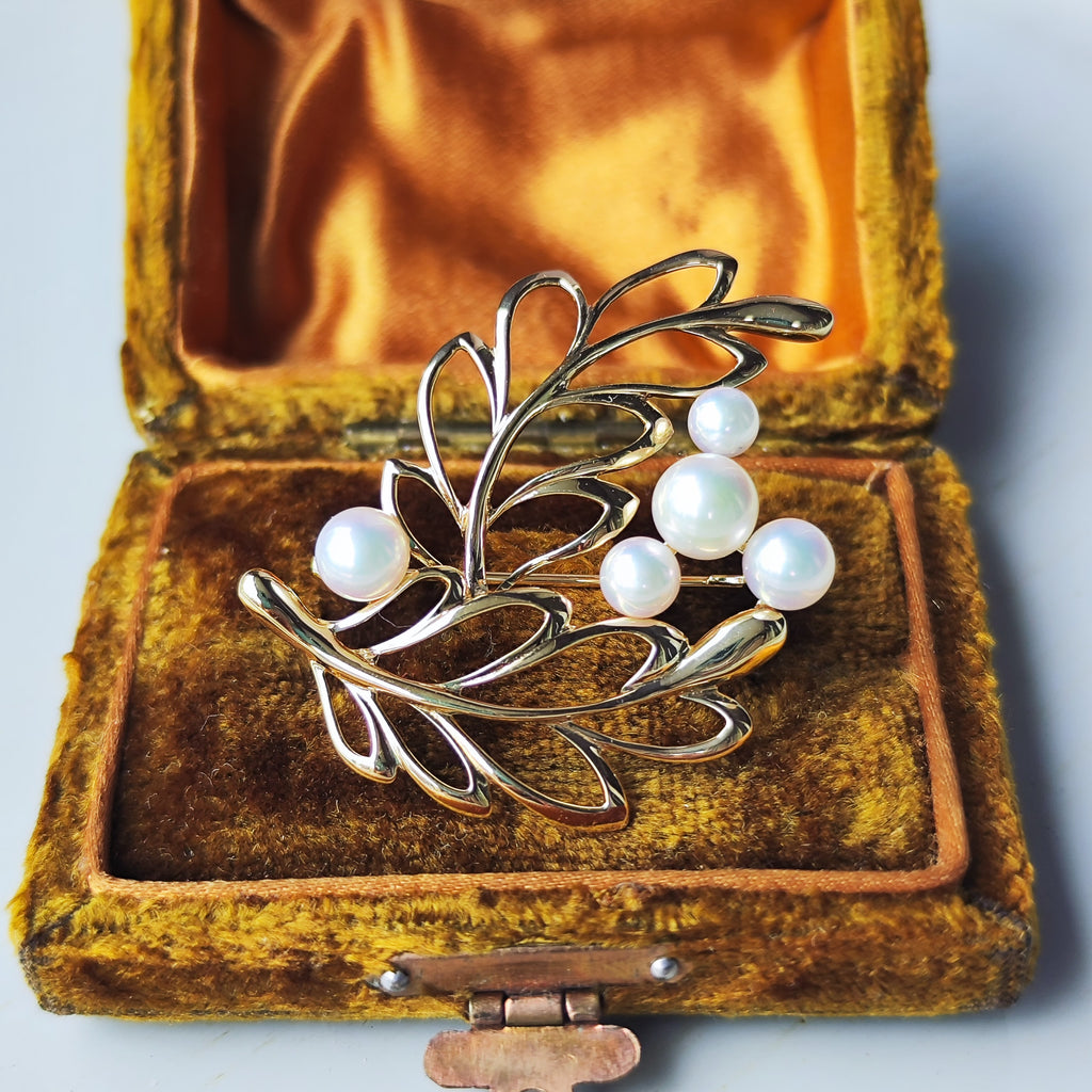 MIKIMOTO ミキモト あこや真珠 ブローチ 14金 ヴィンテージ