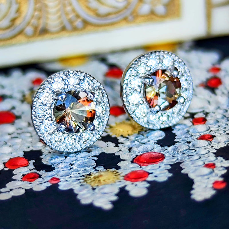 天然アンダリュサイト 天然ダイヤモンド プラチナピアス