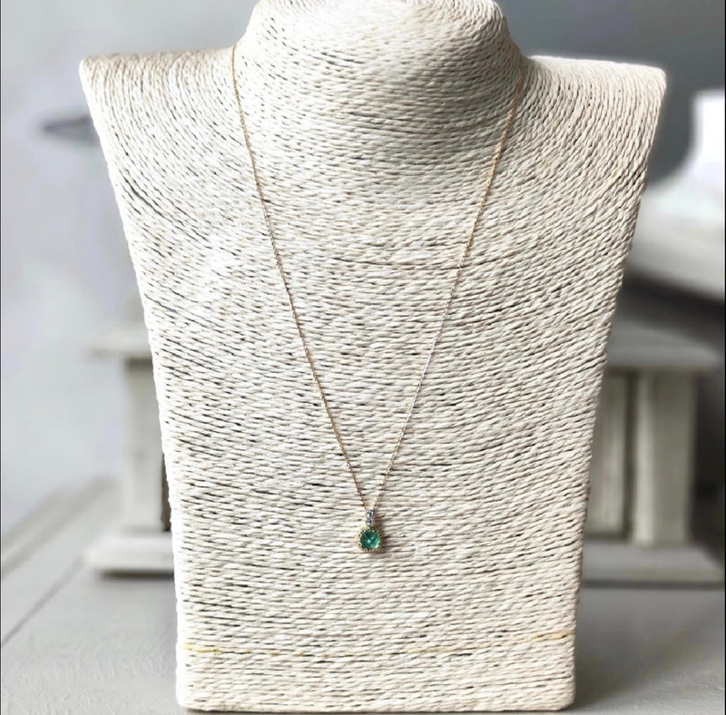 【シュガーローフ】天然エメラルド 天然ダイヤモンド ネックレス