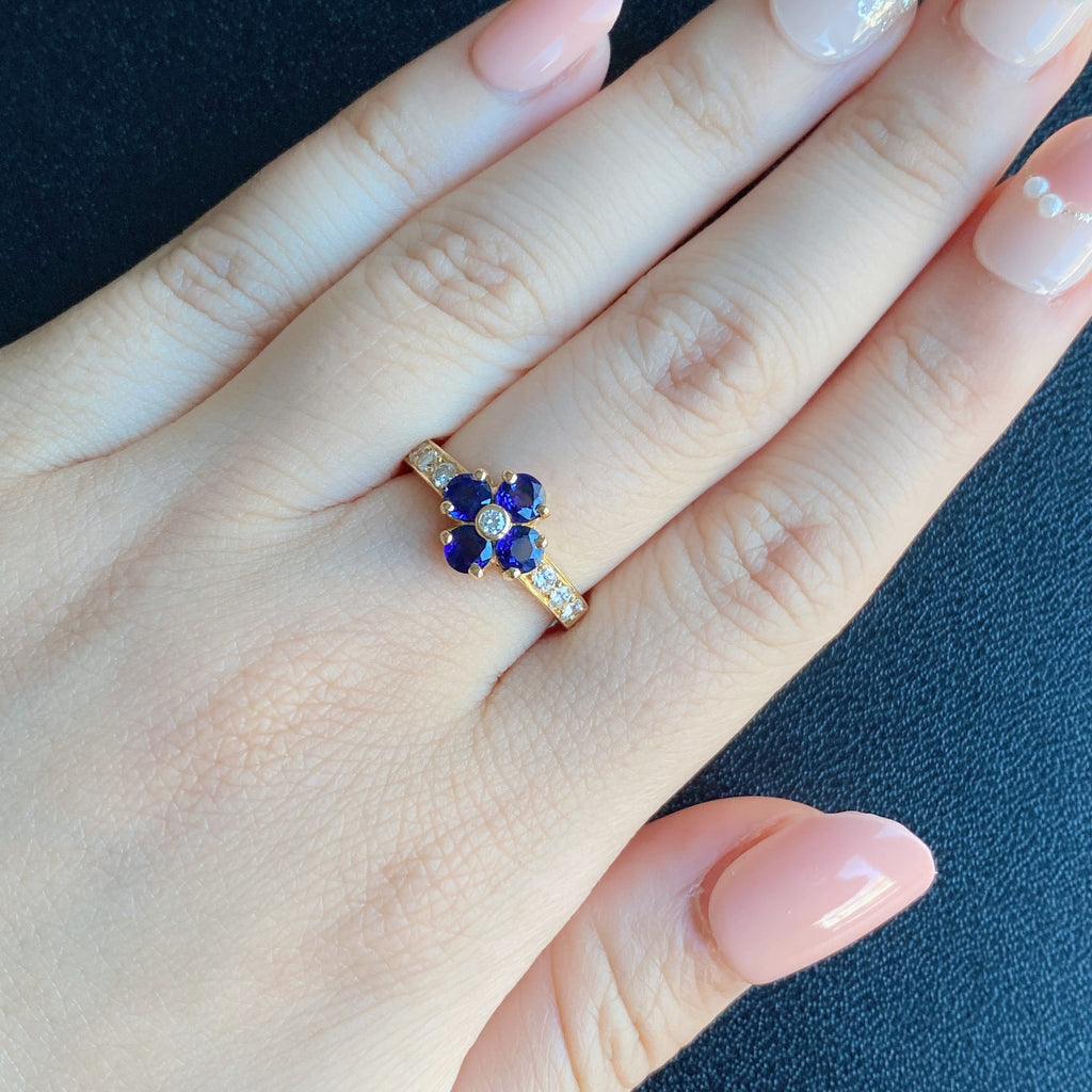 【Vintage Van Cleef & Arpels】ヴァンクリーフ&アーペル サファイア フラワーリング