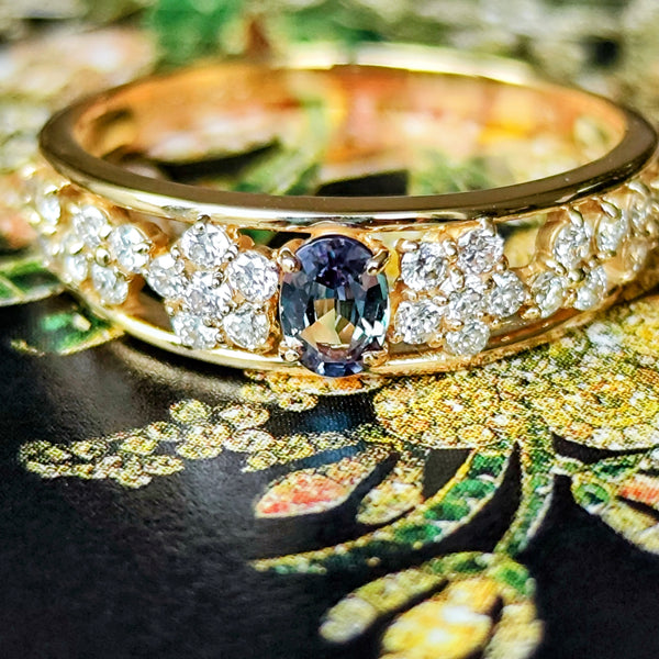 天然アレキサンドライト 天然ダイヤモンド リング