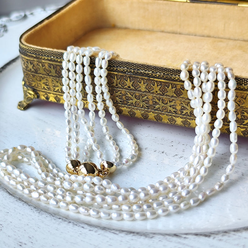 MIKIMOTO ミキモト 淡水パール 3連 ヴィンテージ ロング