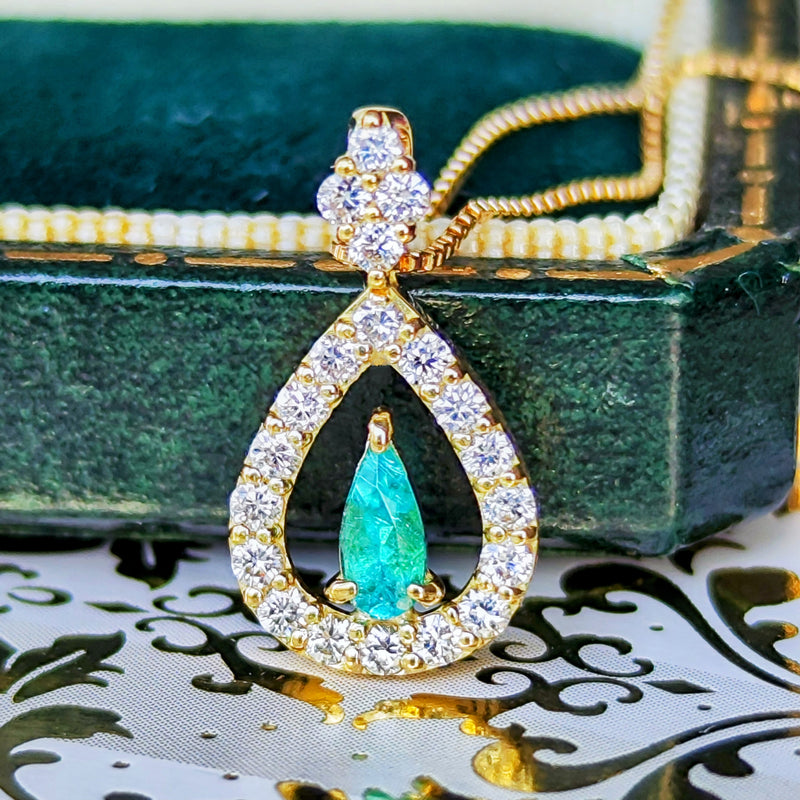 【ブラジル産 非加熱】天然パライバトルマリン 天然ダイヤモンド ネックレス