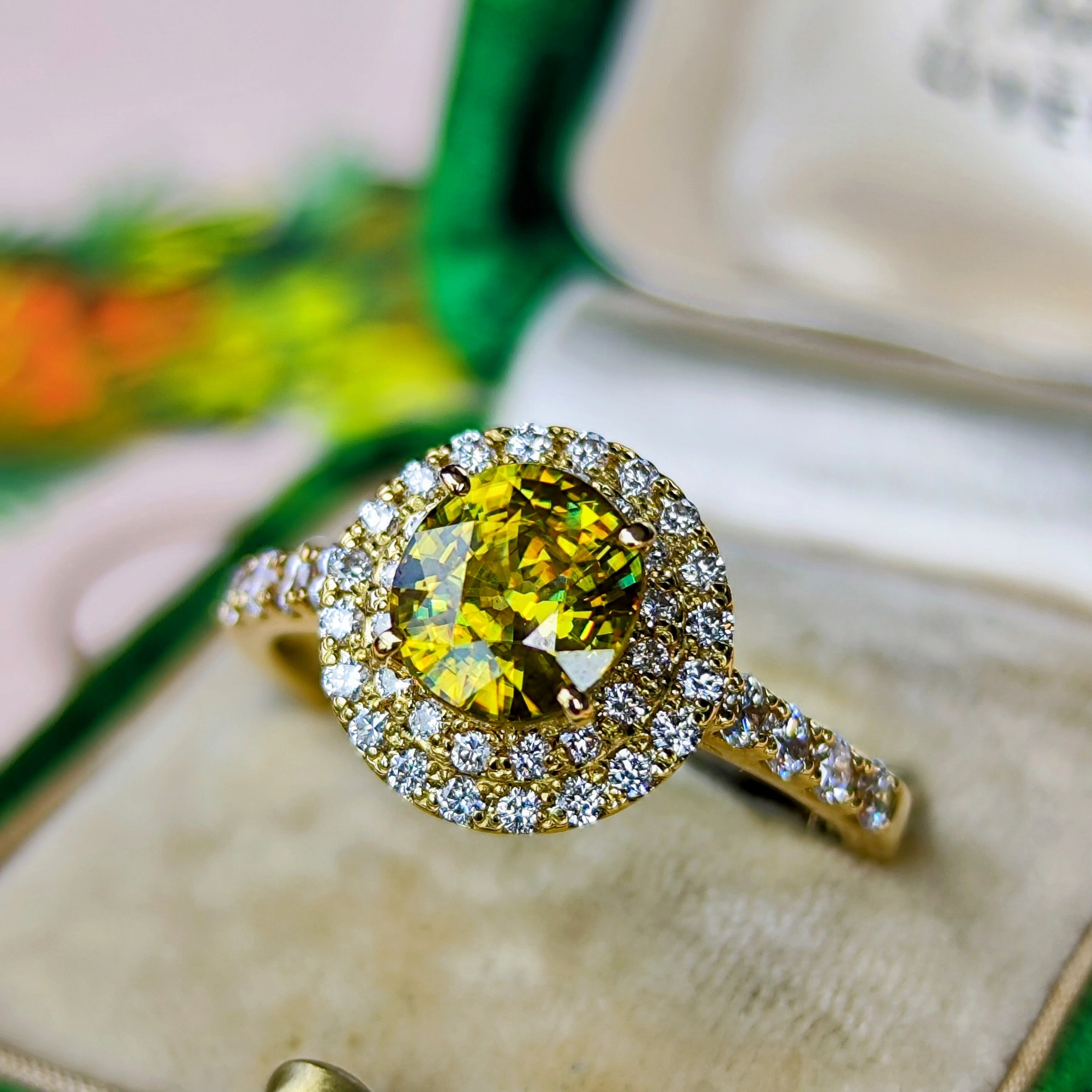 天然スフェーン 1.32ct 天然ダイヤモンド リング – Mico宝飾店