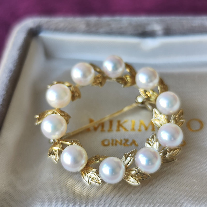 MIKIMOTO ミキモト リース型 ヴィンテージブローチ